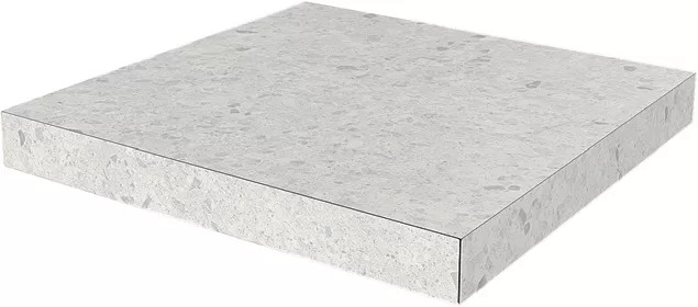 Ступень угловая клееная Терраццо серый светлый 33x33x0,9