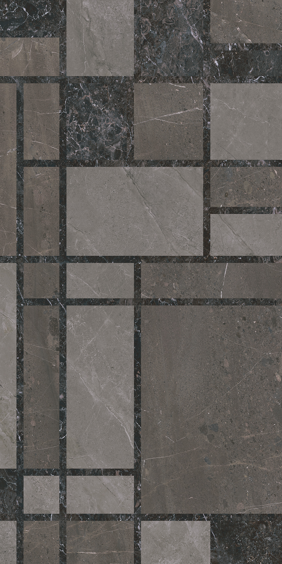 Декор Марсель микс тёмный глянцевый обрезной 60x119,5x0,9
