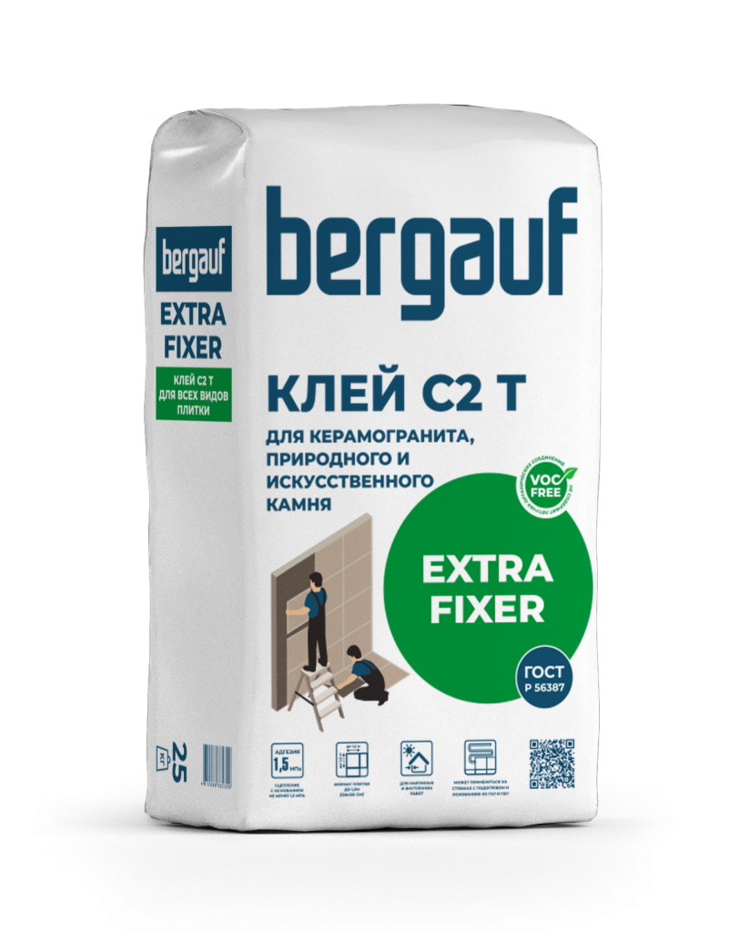 Клей для керамогранита и камня Bergauf Extra Fixer С2 Т (25кг)