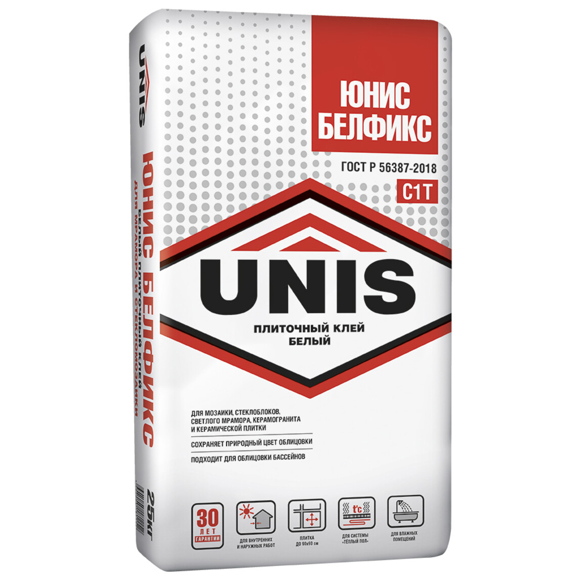 Клей для плитки Unis Белфикс белый (25 кг)