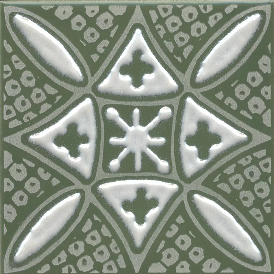 Декор Бахия 2 зелёный глянцевый 9,8x9,8x0,7