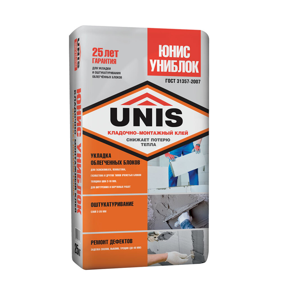 Клей кладочно-монтажный Unis Униблок, 25 кг