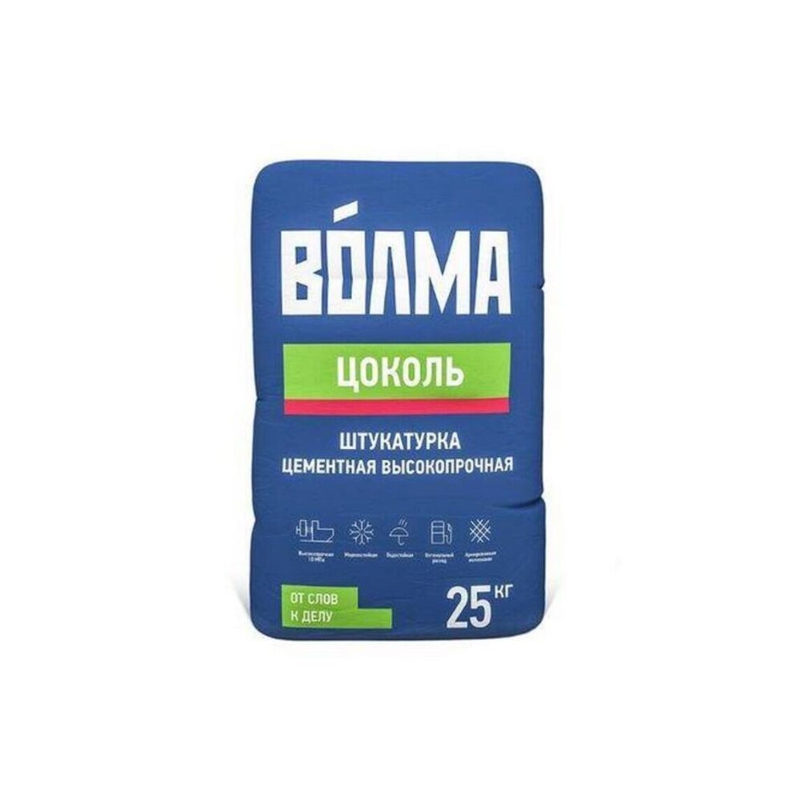 Штукатурка цементная Волма-цоколь, высокопрочная, 25 кг