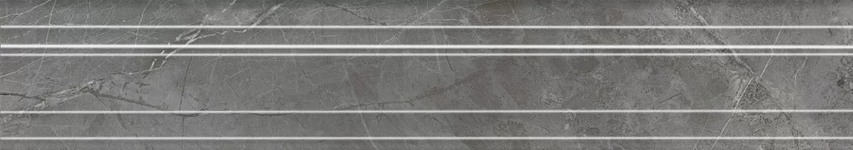 Бордюр Риальто серый тёмный глянцевый обрезной 40x7,3x2,7